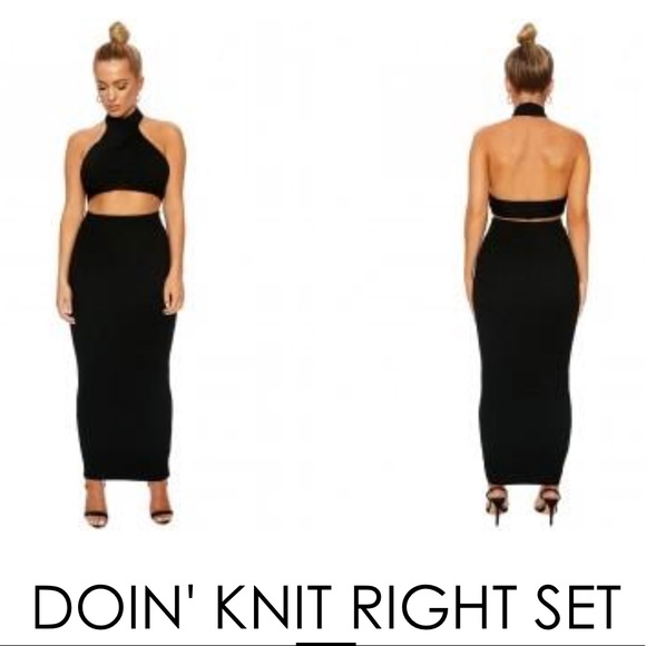 Naked Wardrobe crop top high waist midi skirt set - Picture 5 of 8